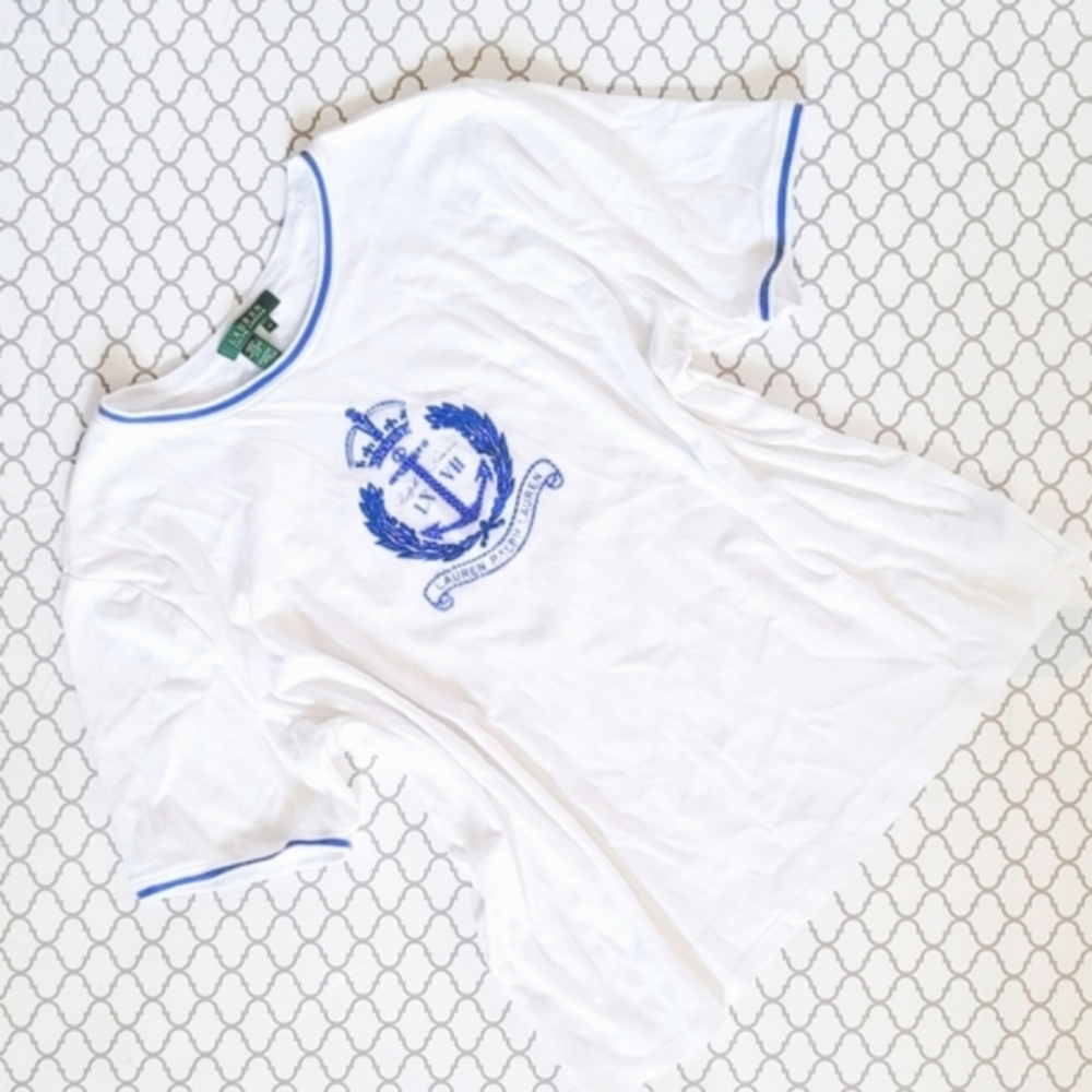 Vintage Ralph Lauren Women's Crested Tee